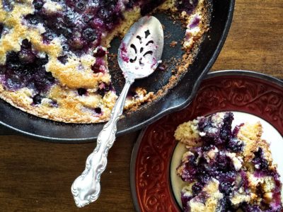 Easy Blueberry Cornmeal Skillet Cake