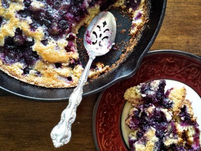 Easy Blueberry Cornmeal Skillet Cake