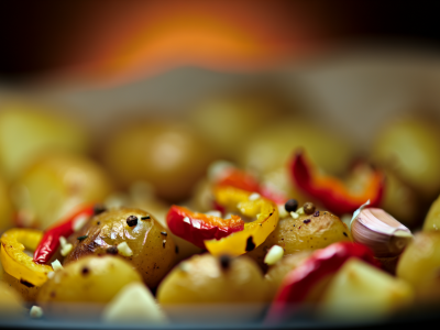 Ugnsrostad potatis med vitlök och paprika